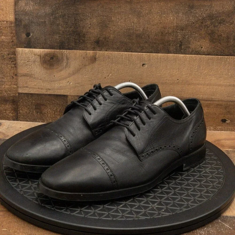 COLE HAAN GRAND OS MENS DRESS SHOES BLACK LEATHER CAP TOE OXFORDS SIZE 11M